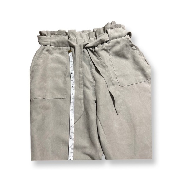 Shein Pants Soft Light Suede-like Size US XL With Waist Tie Light Grey Gray. - Picture 6 of 10